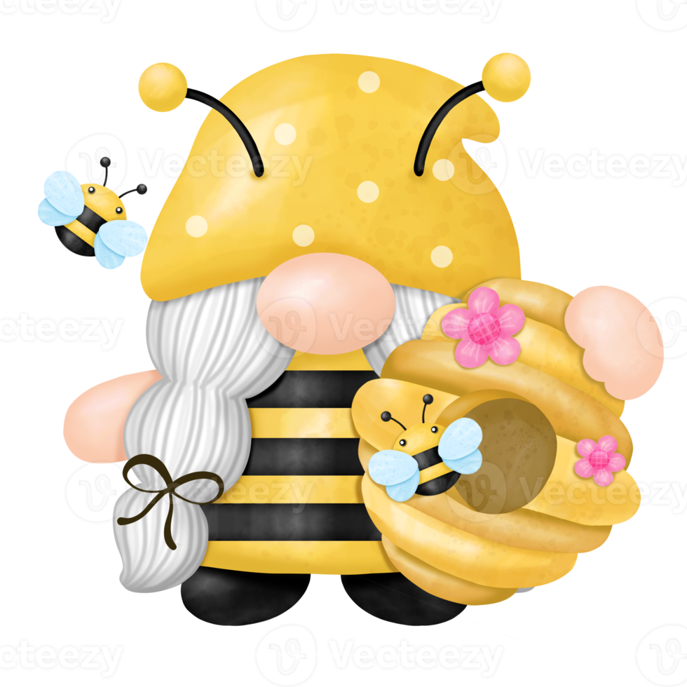 gnomos miel abeja acuarela clipart png