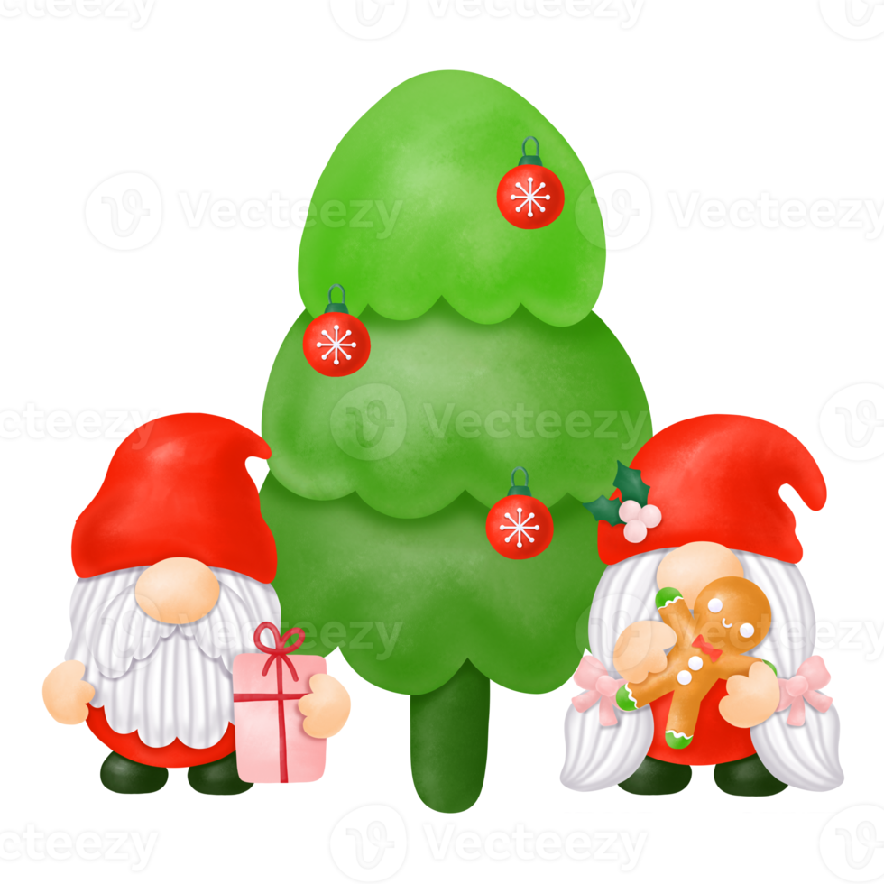 gnomes noël clipart aquarelle, joyeux noël gnomes png