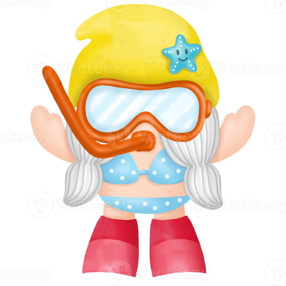Gnomes dive watercolor clipart png