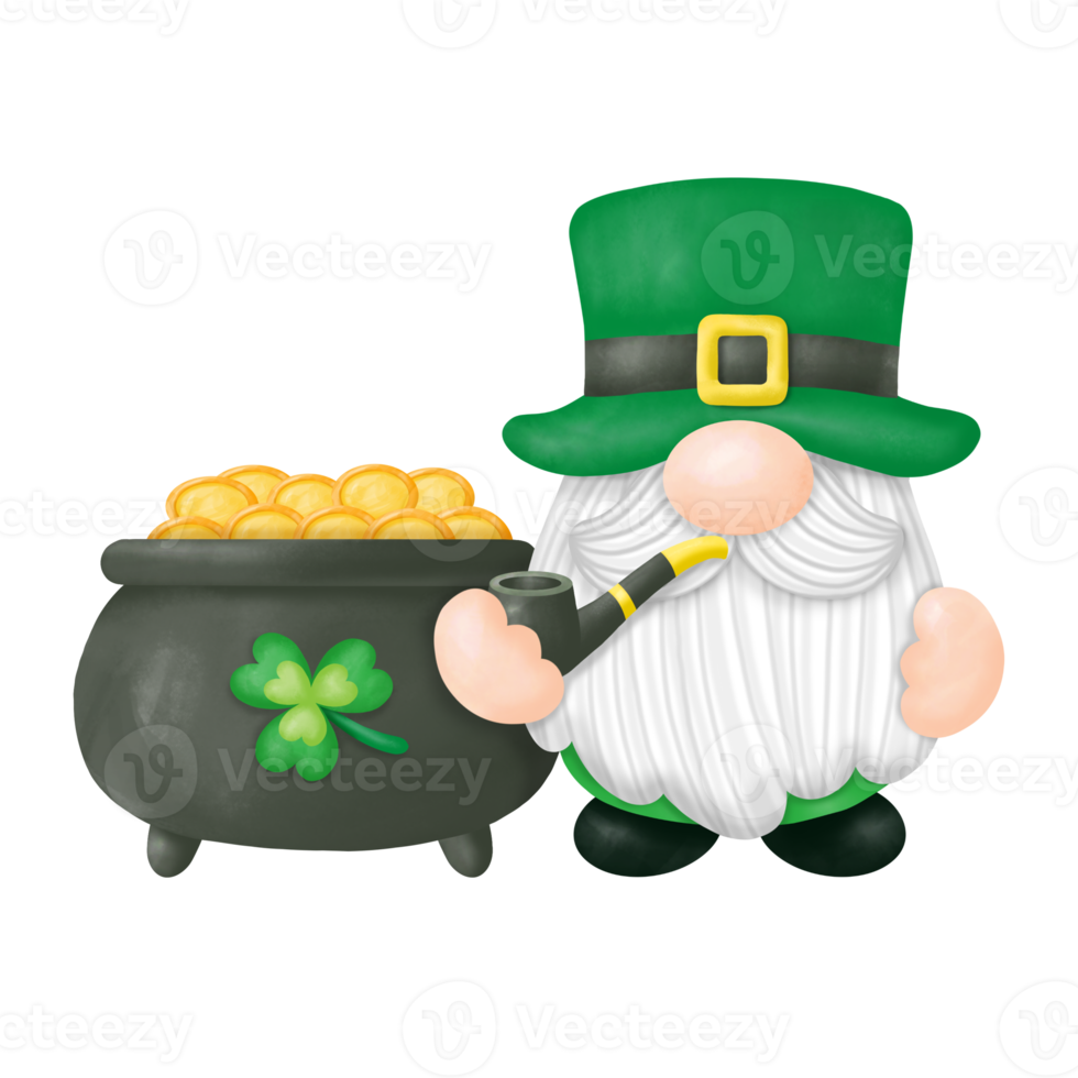 aquarelle st. patrick's day gnomes clipart, peinture numérique png