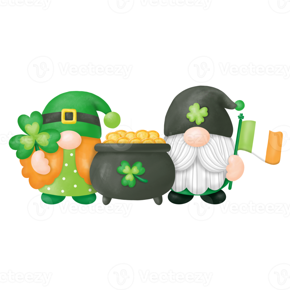 aquarelle st. patrick's day gnomes clipart, peinture numérique png