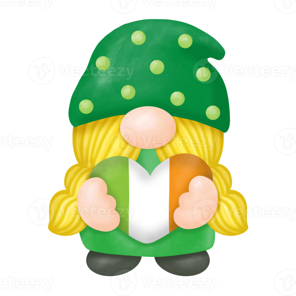 akvarell st. Patrick's Day gnomes clipart, digital målning png