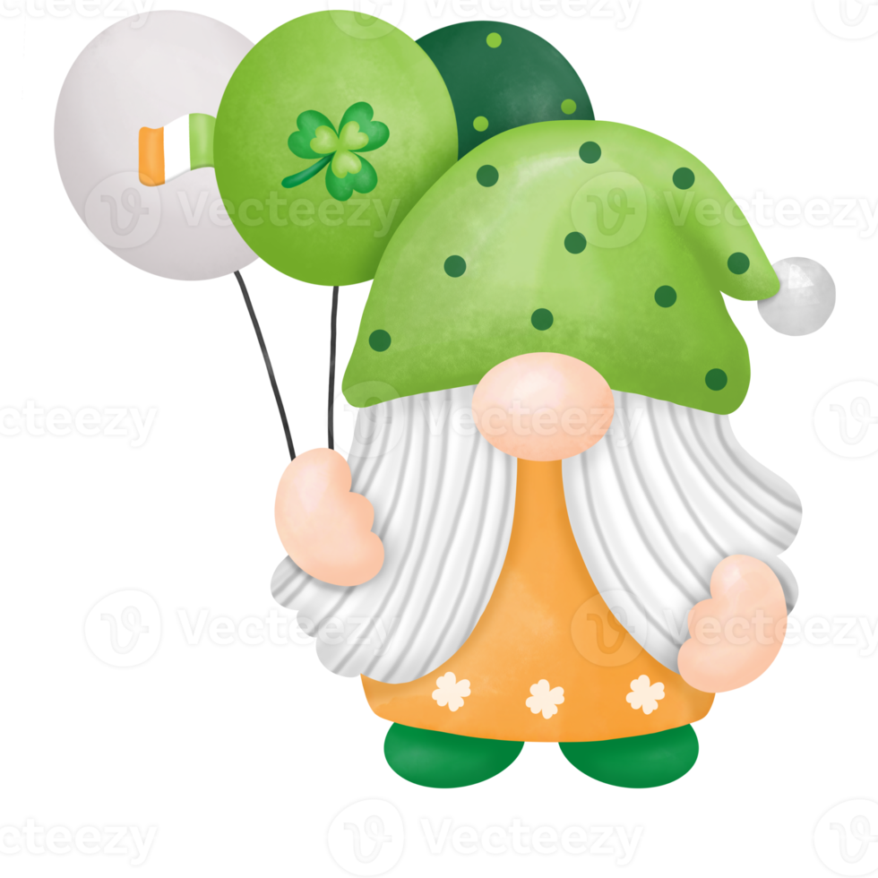 Watercolor St. Patrick's Day Gnomes Clipart, Digital painting png