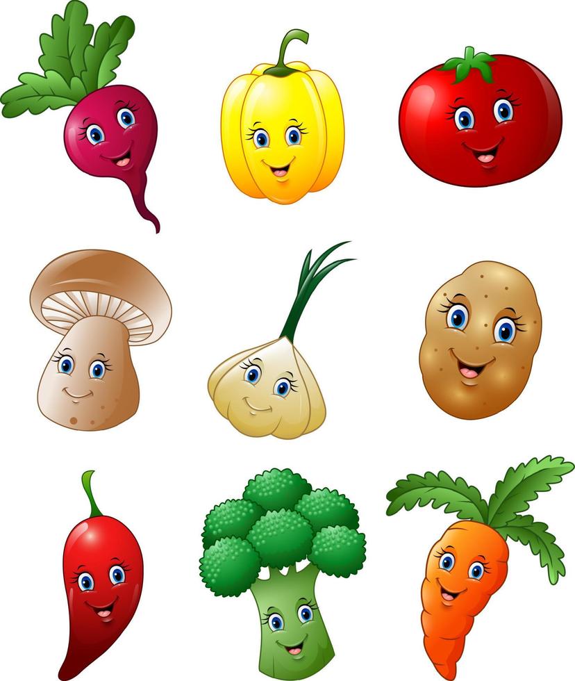 conjunto de colección de verduras de dibujos animados 9694074 Vector en  Vecteezy