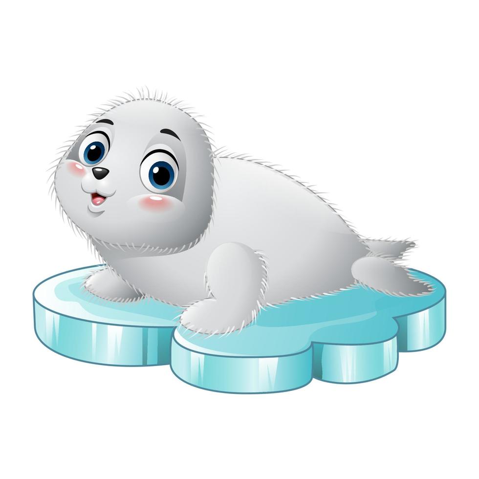 Cartoon baby seal on floe vector