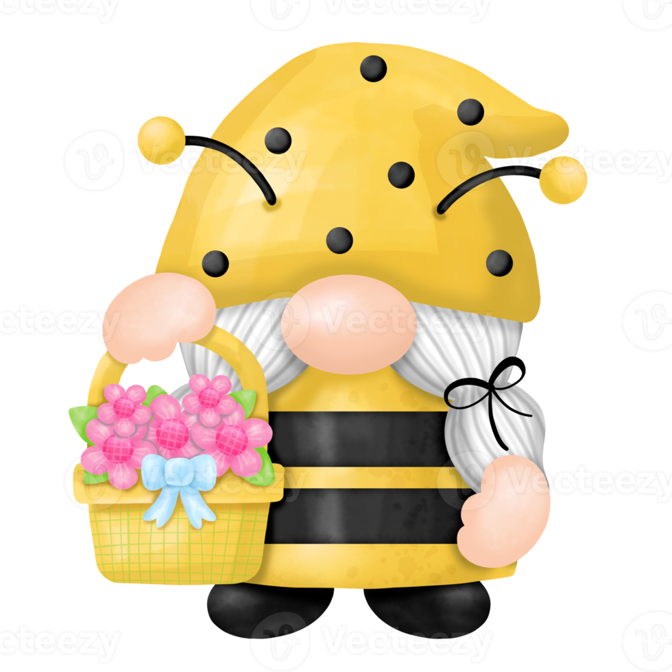 clipart de aquarela de abelha de mel de gnomos png