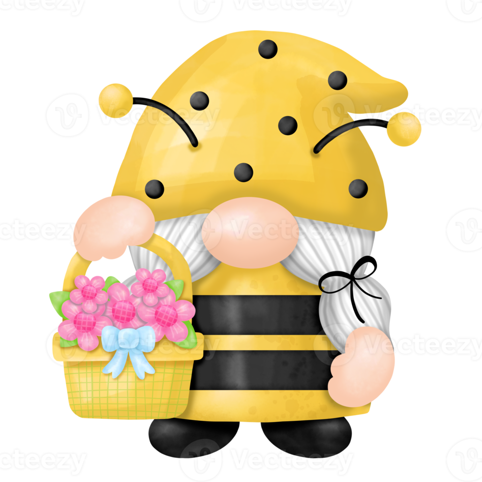 gnomos miel abeja acuarela clipart png