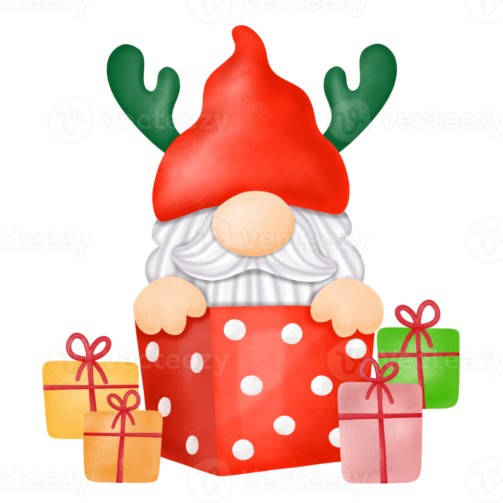 kabouters kerst aquarel clipart, vrolijke kerst kabouters png