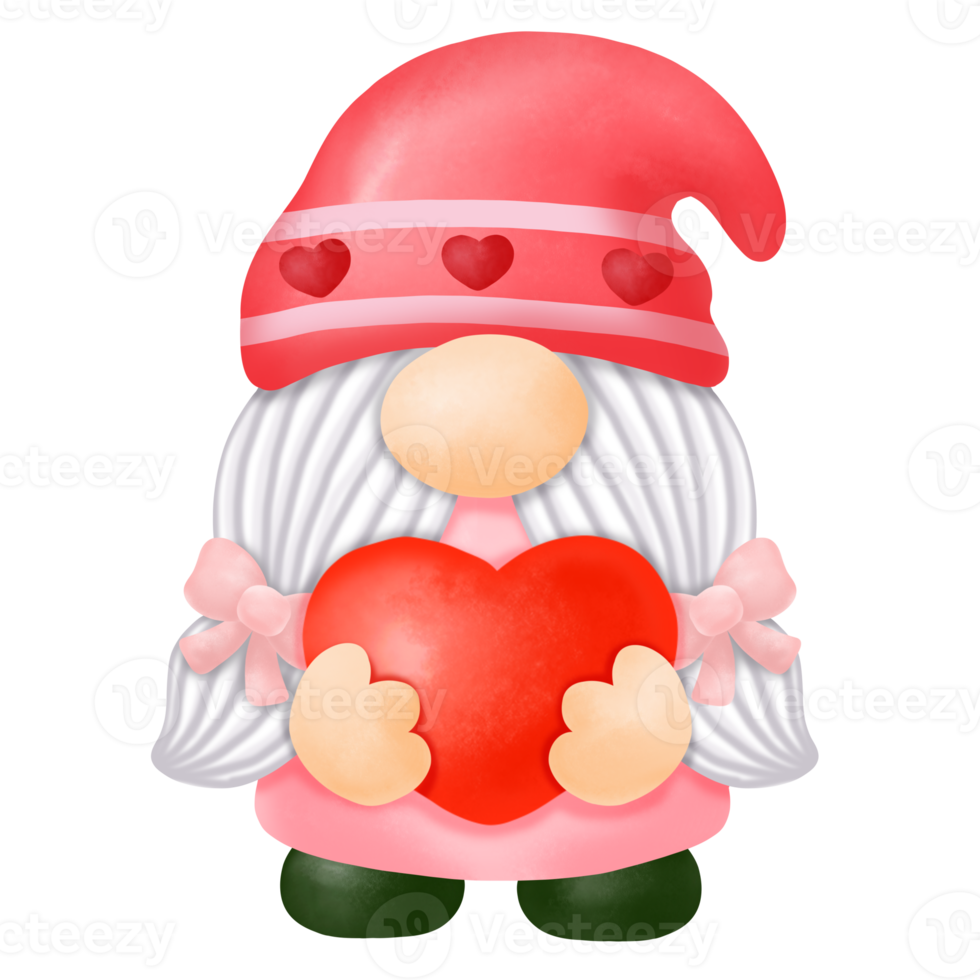 Aquarell Gnome Valentinstag Cliparts, digitale Malerei png