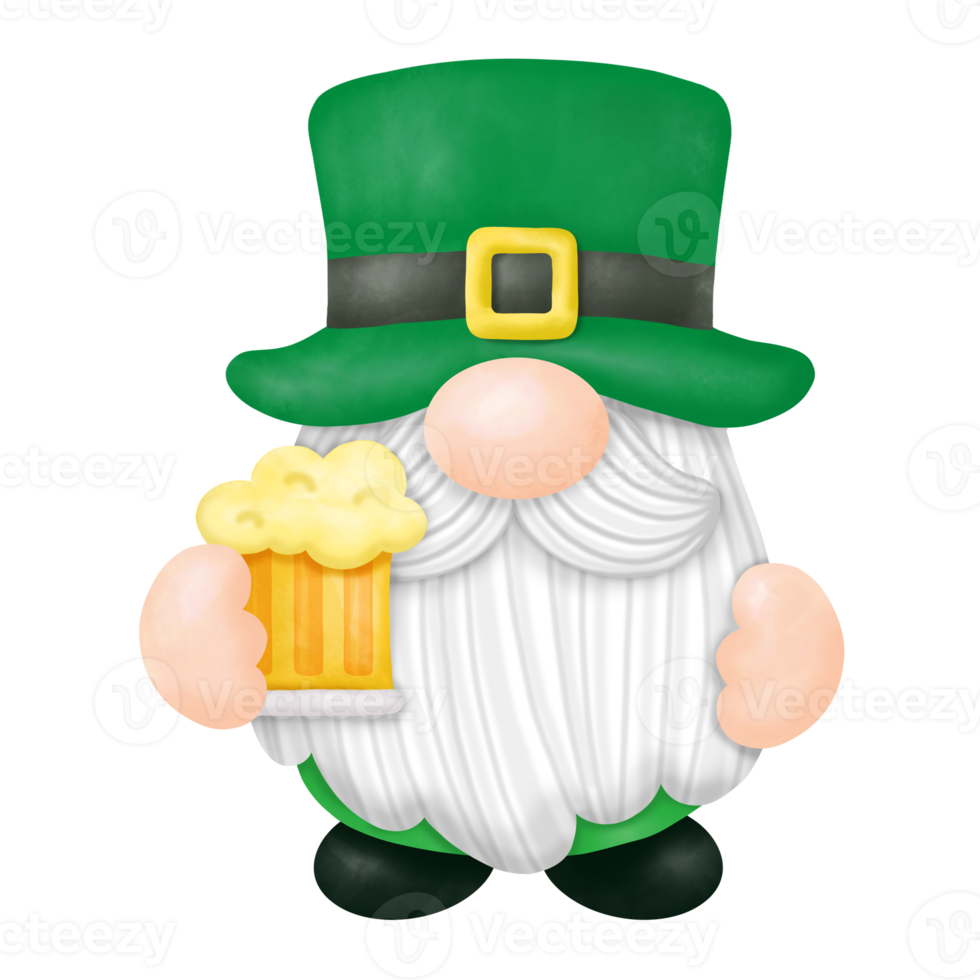 Watercolor St. Patrick's Day Gnomes Clipart, Digital painting png