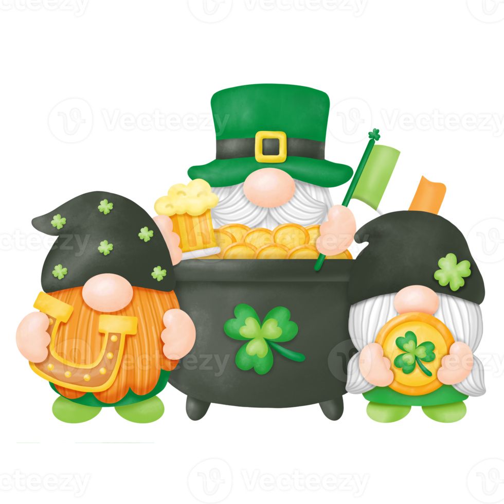 aquarel st. patrick's day kabouters clipart, digitaal schilderen png