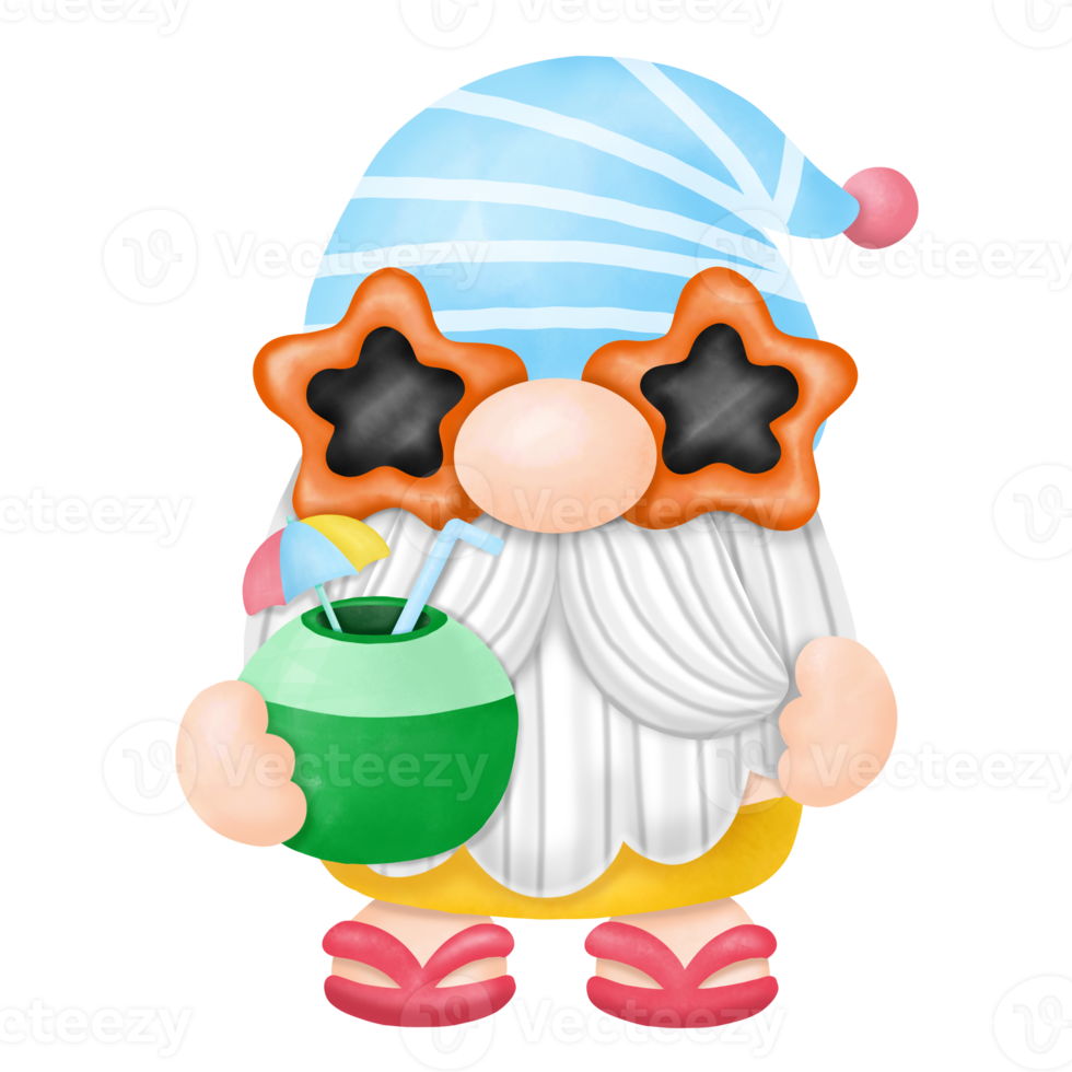 clipart de aquarela de gnomos de verão, gnomos de praia png