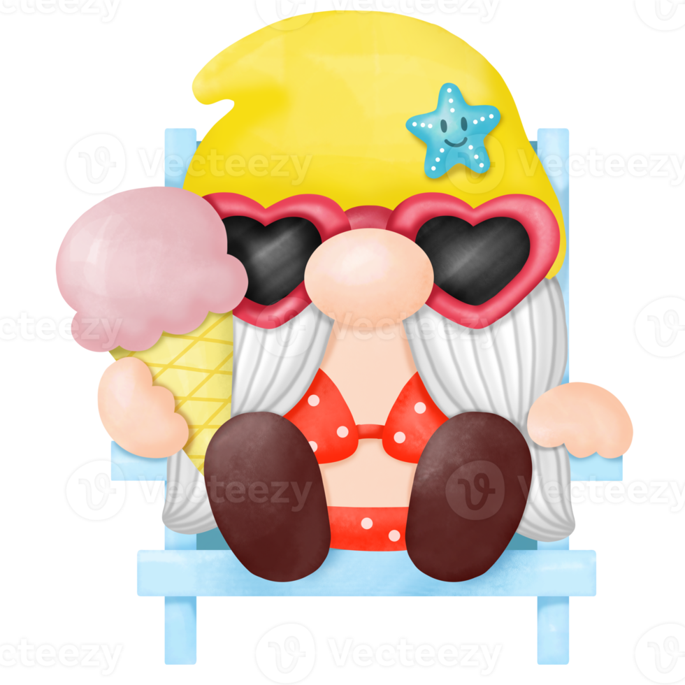 Summer Gnomes Watercolor Clipart, Beach Gnomes png