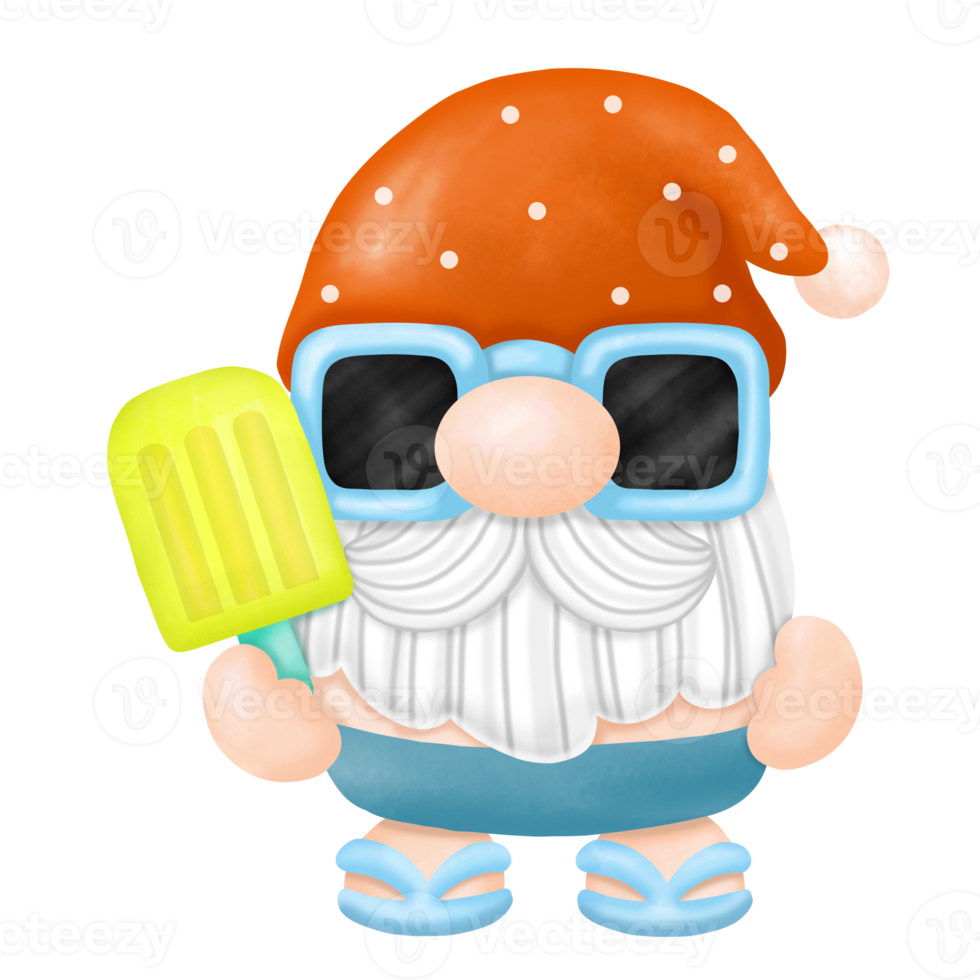 clipart de aquarela de gnomos de verão, gnomos de praia png