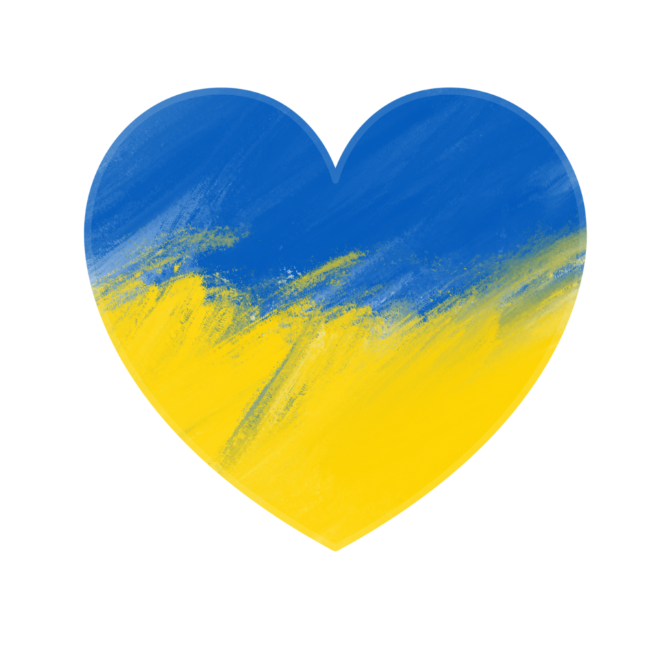 icona della bandiera dell'ucraina a forma di cuore. salvare il concetto di Ucraina. prega per l'Ucraina. png