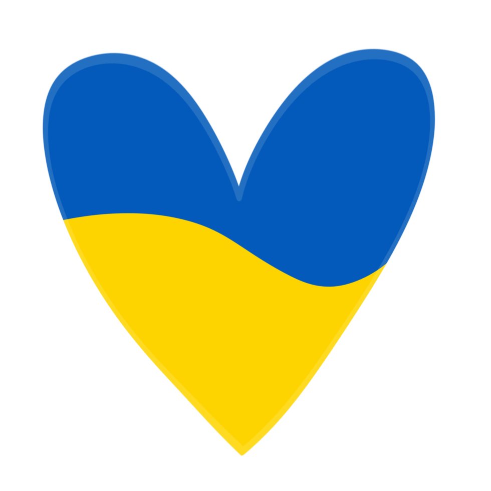 Ukraine flag icon in the shape of heart. Save Ukraine concept. Pray for ukraine. png