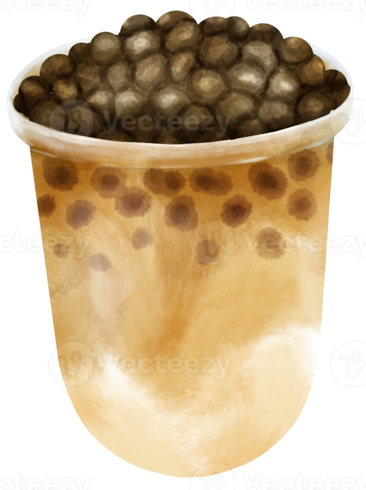 Bubble Milk Tea watercolor illustration png