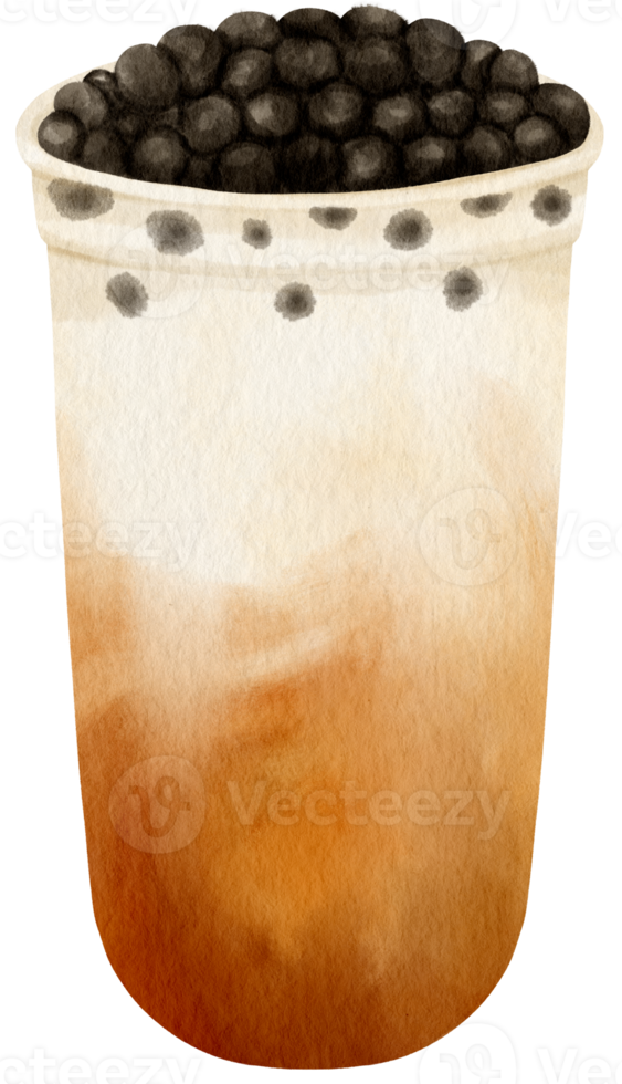 Bubble Milk Tea watercolor illustration png