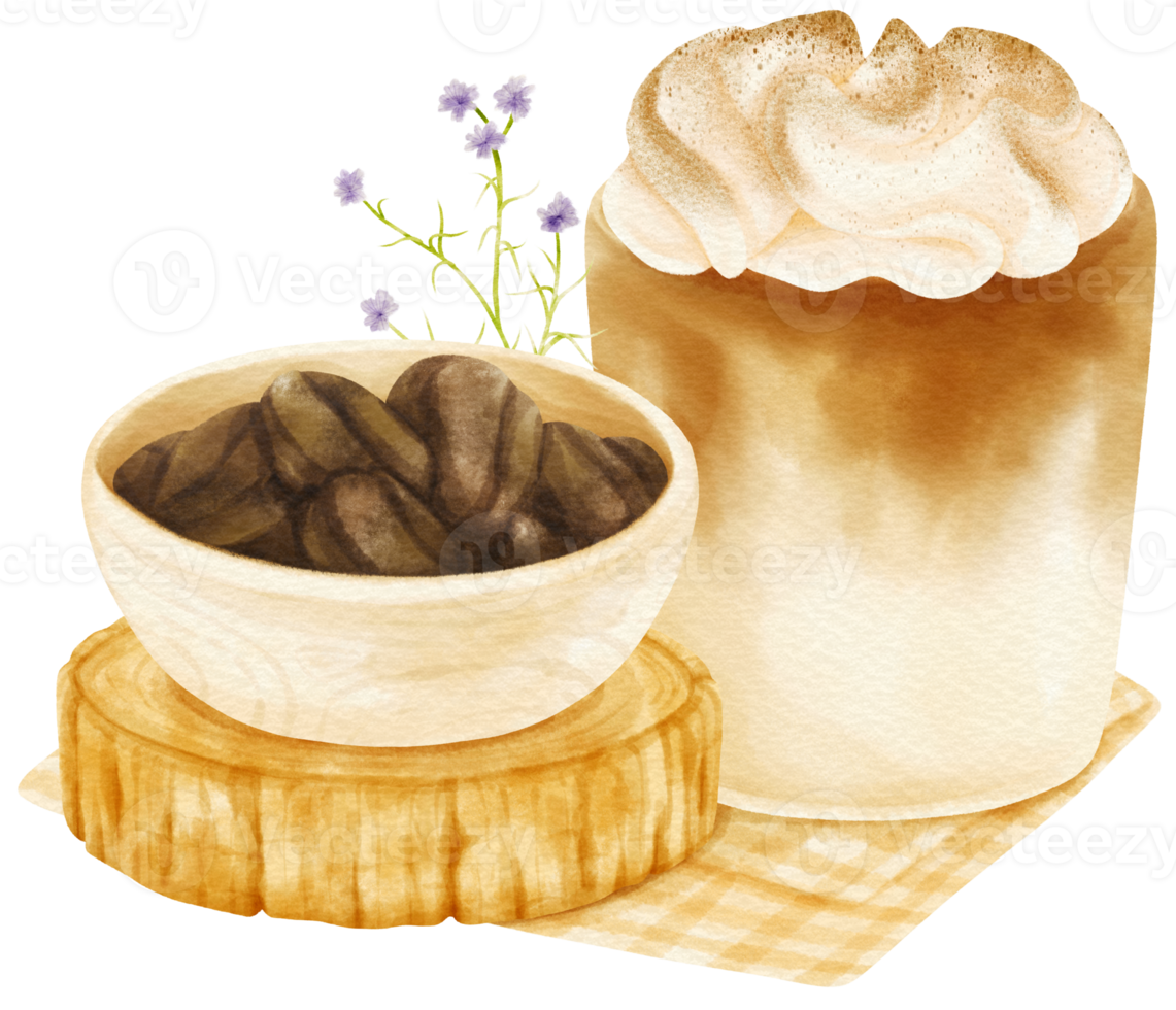 Coffee drink composition watercolor png