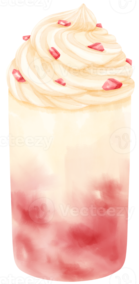 aquarela de bebida de verão de morango png