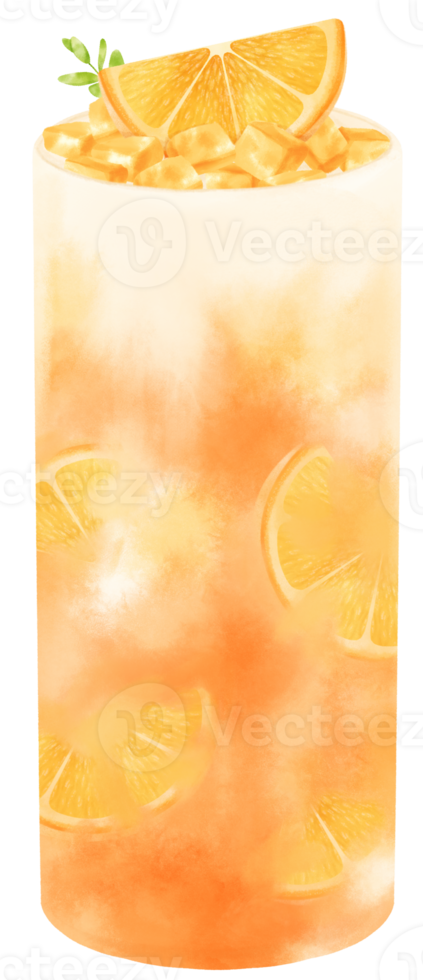 orange juice summer drink watercolor png