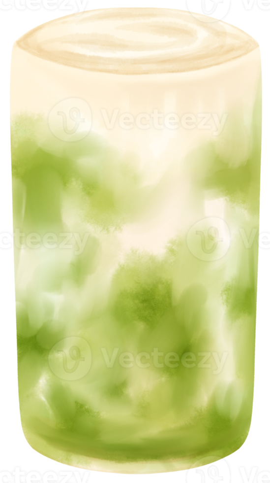 matcha latte milk tea drink watercolor png