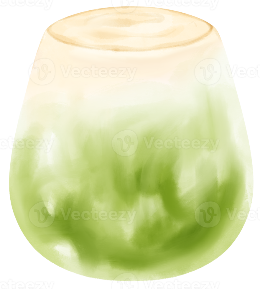 thé au lait matcha latte boisson aquarelle png