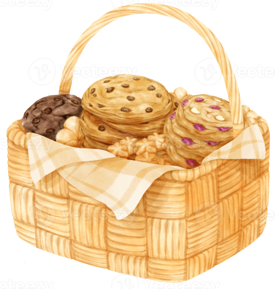 cesto di biscotti ad acquerello png