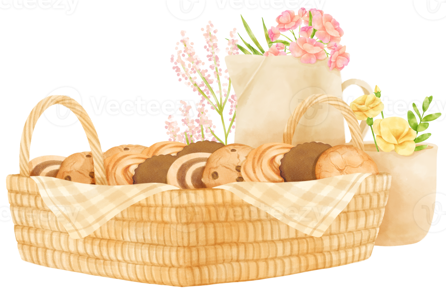 watercolor basket of cookies png