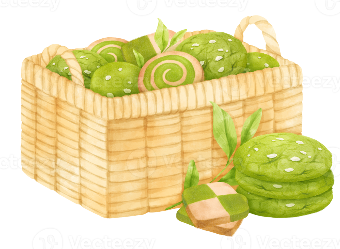 watercolor basket of cookies png