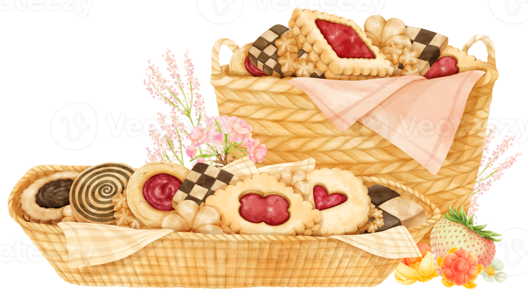 cesto di biscotti ad acquerello png