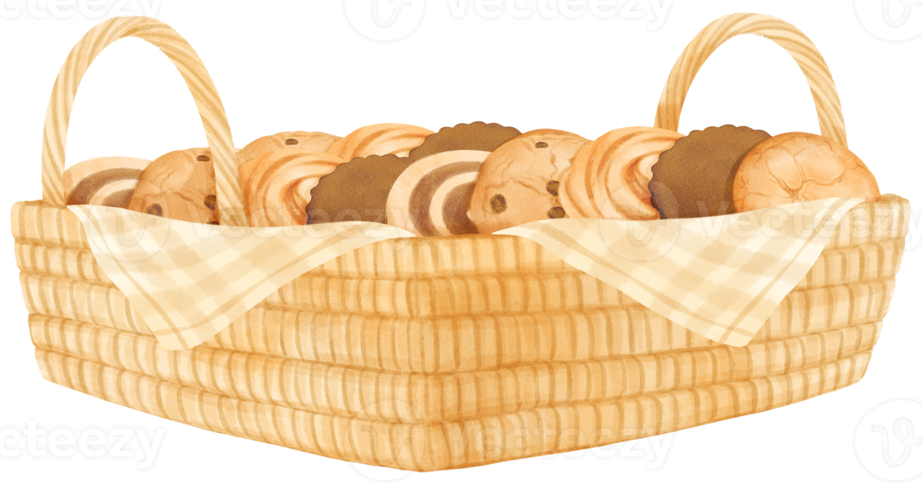 watercolor basket of cookies png