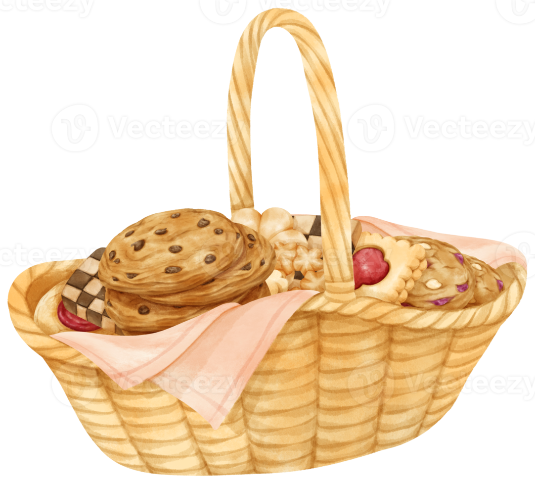 watercolor basket of cookies png