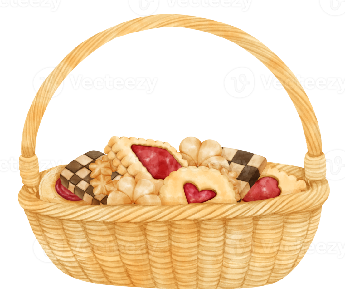 watercolor basket of cookies png