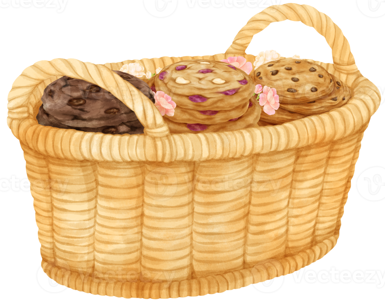 watercolor basket of cookies png
