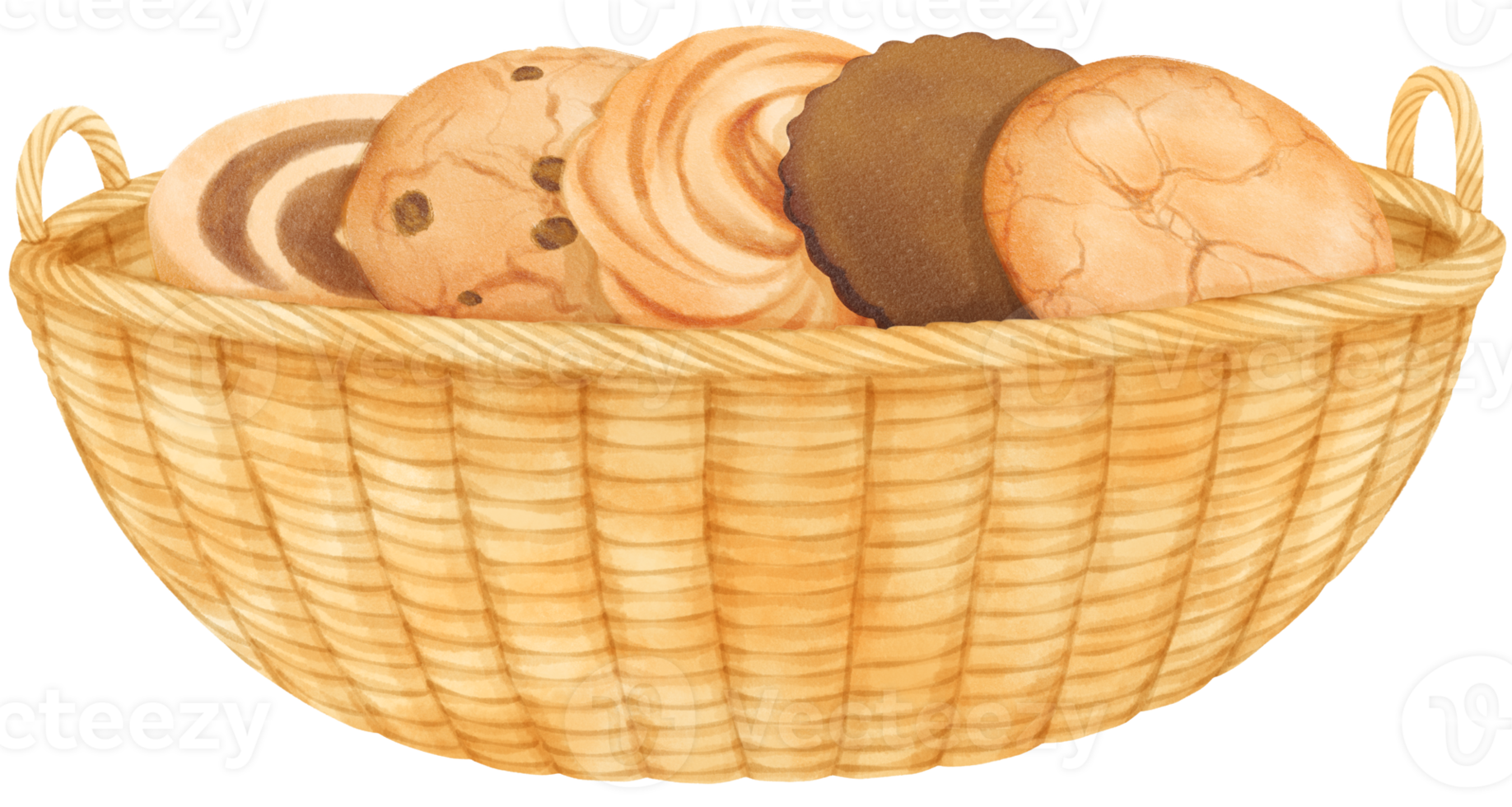 watercolor basket of cookies png