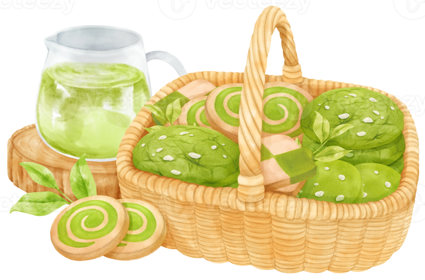 watercolor basket of cookies png