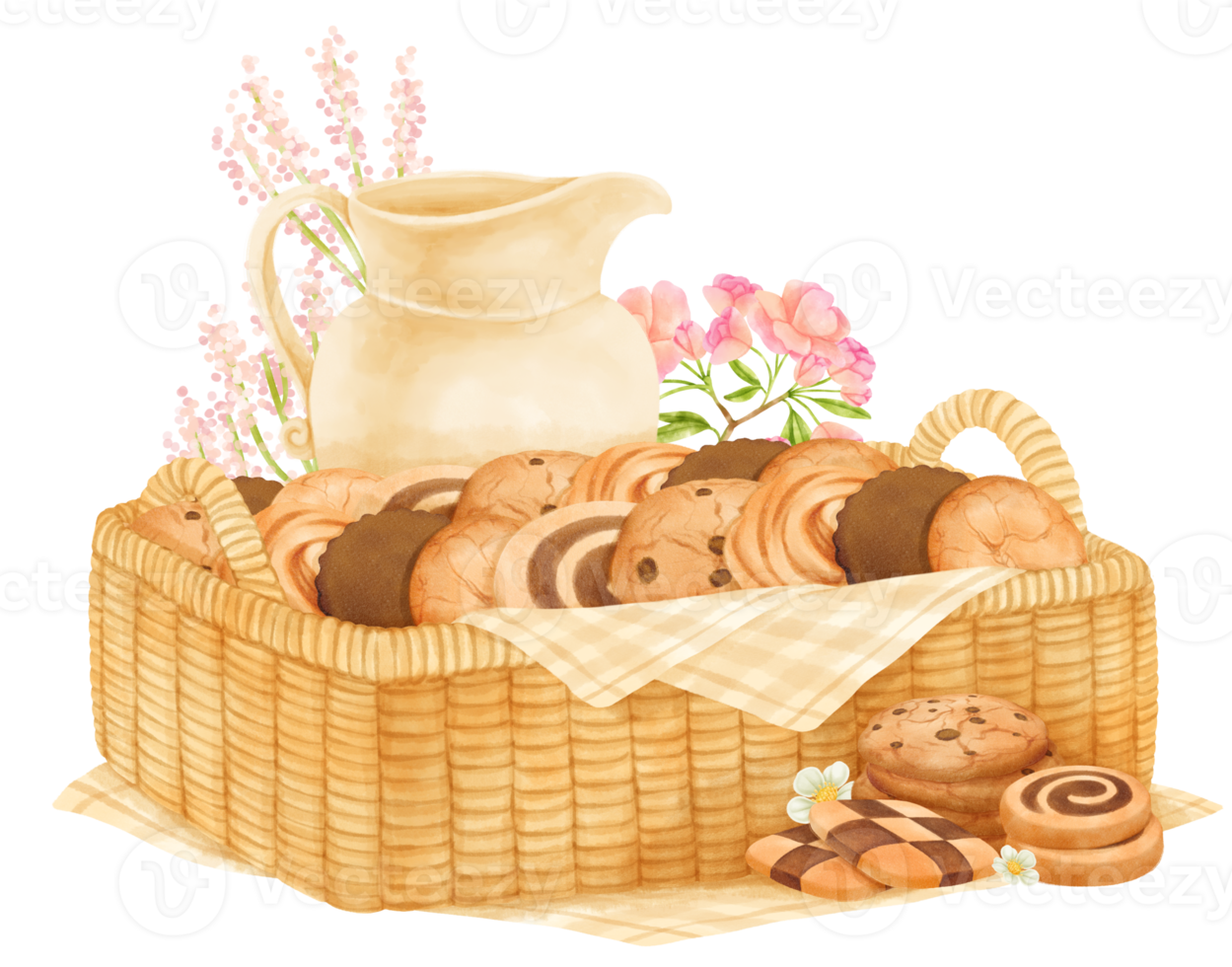 watercolor basket of cookies png