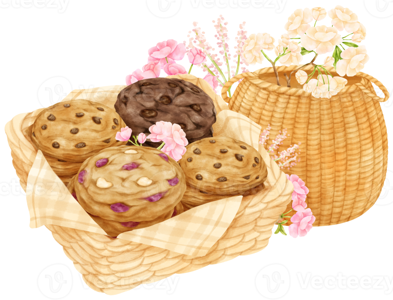 watercolor basket of cookies png