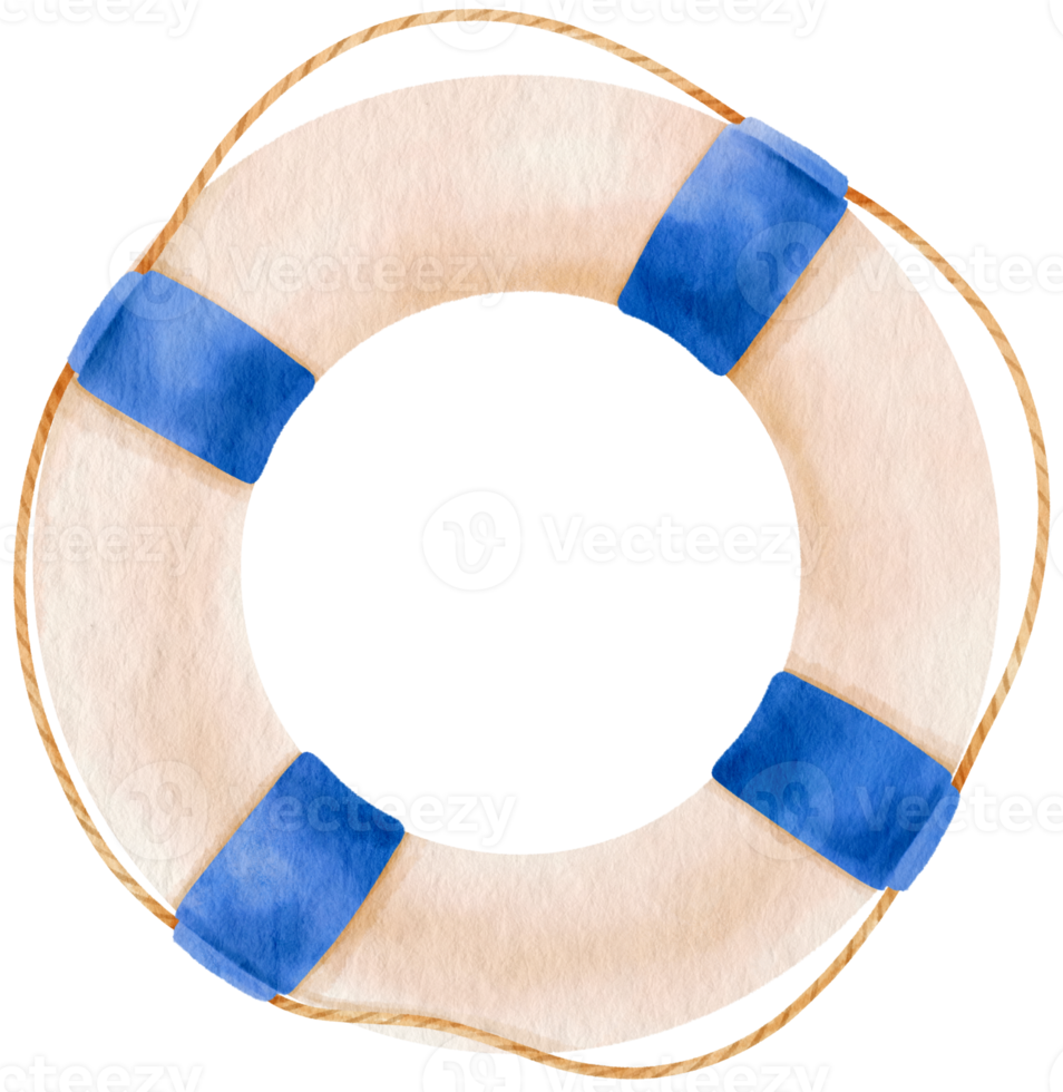 lifebuoy water safety in watercolor for Summer Decorative Element png