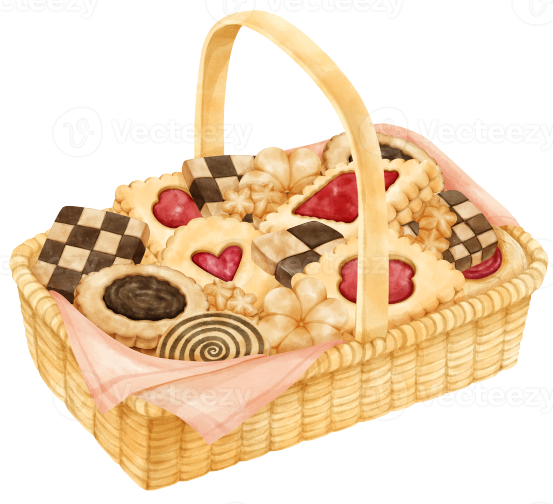 cesto di biscotti ad acquerello png