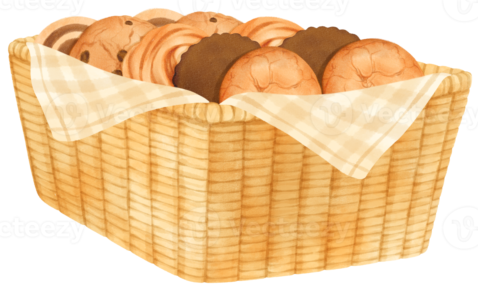 watercolor basket of cookies png