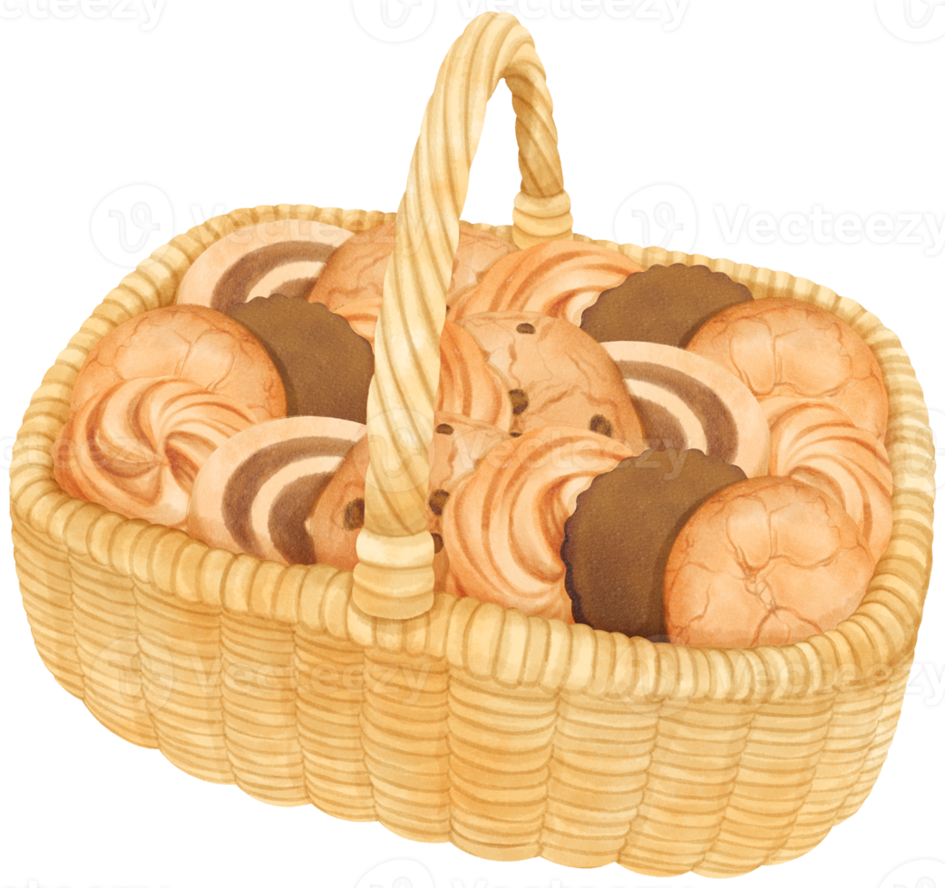 watercolor basket of cookies png