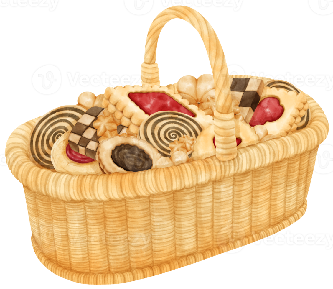 watercolor basket of cookies png