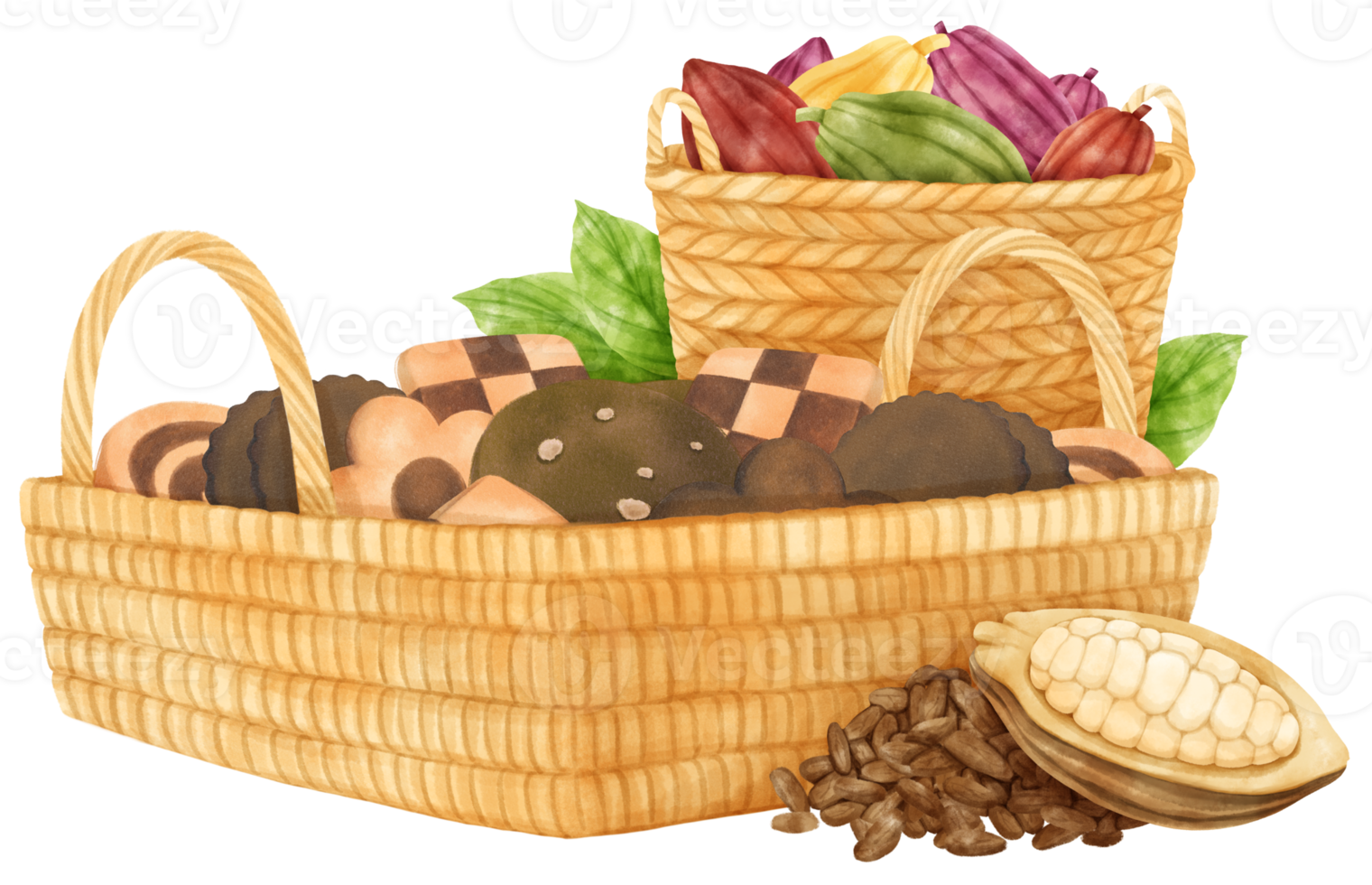 watercolor basket of cookies png