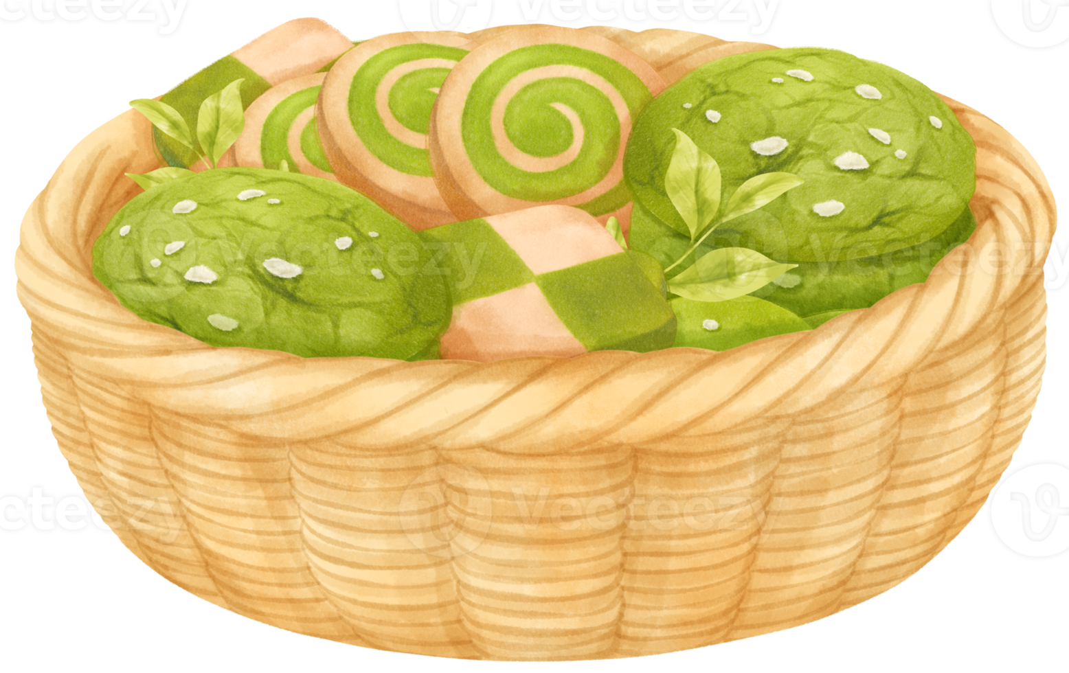 watercolor basket of cookies png