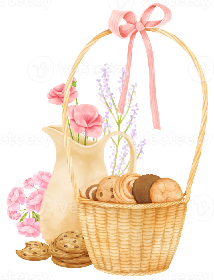 watercolor basket of cookies png