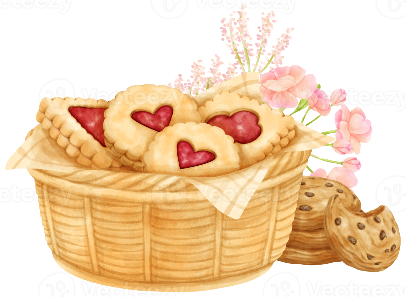 watercolor basket of cookies png