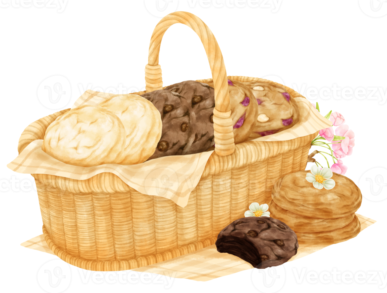 watercolor basket of cookies png