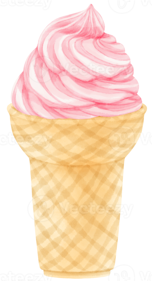 strawberry ice cream watercolor png